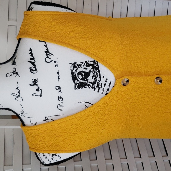 Modcloth yellow textured v-neck button donw tunic dress with  ruffle M - Picture 2 of 7